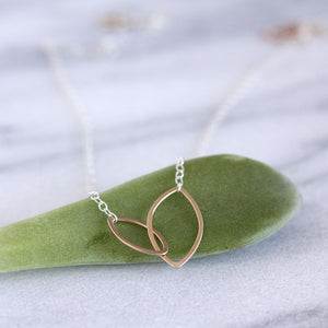 Tea Leaves Necklace - Tiny Linked Ellipses on a Delicate Chain