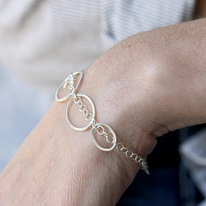 Stone Path Bracelet - Simple Geometric Bracelet with Chain and Ovals