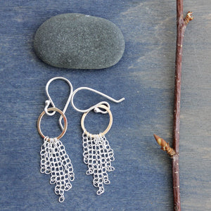 Whisper Earrings - Delicate Understated Ovals With Soft Chain Fringe Detail