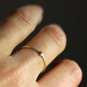 North Star Stacking Ring - Modern Band with a Single Droplet
