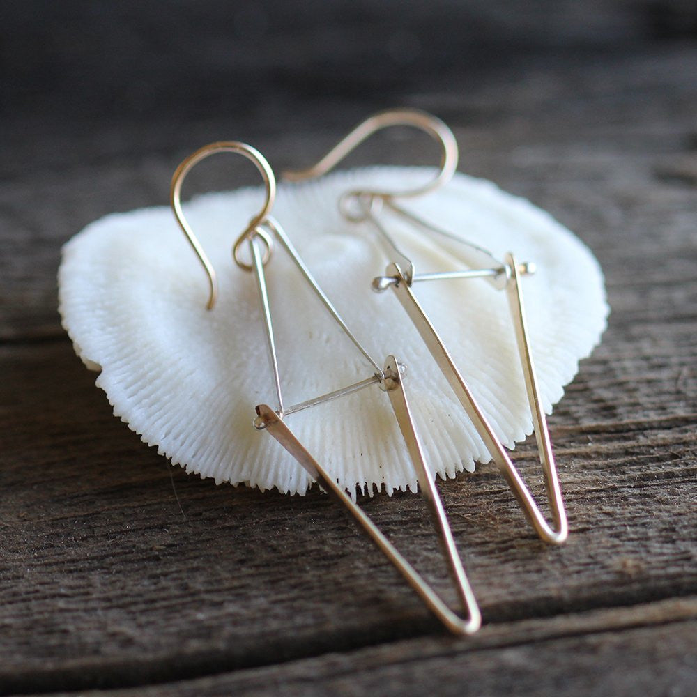 Mariana Earrings - Deep V Diamond Shape Earrings With Great Movement and a Hinged Center