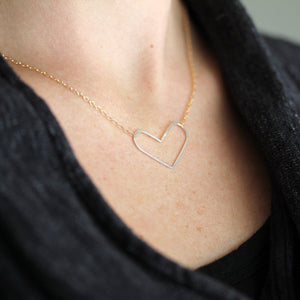 Simple Heart Necklace - Delicate Handmade Geometric Heart Pendant on Chain