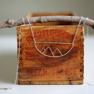 Telluride Necklace Mountain Pendant On Vintage Wooden Box