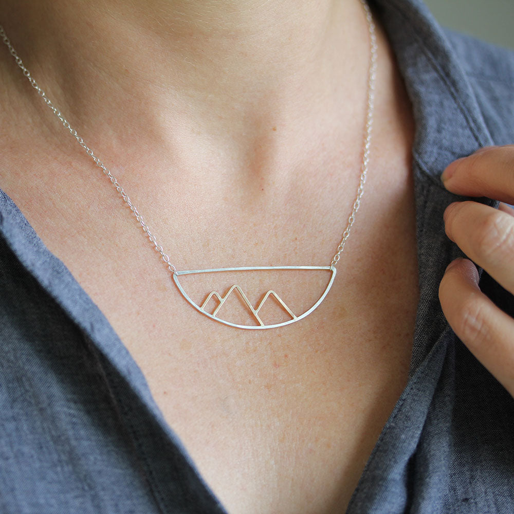 Telluride Necklace Mountain Silhouette Pendant in Mixed Metal